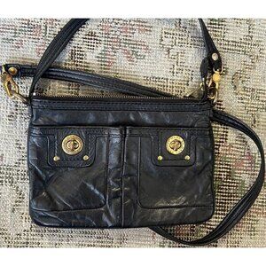 Marc By Marc Jacobs Vintage brass Leather Crossbody Purse Shoulder Bag black